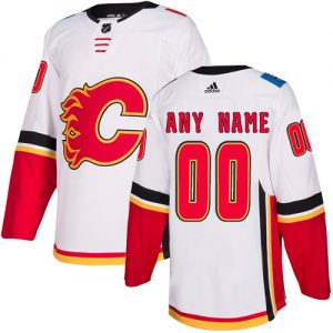 Pánské NHL Calgary Flames dresy Personalizované Adidas Venkovní Bílý Authentic