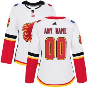 Dámské NHL Calgary Flames dresy Personalizované Adidas Venkovní Bílý Authentic
