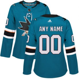 Dámské NHL San Jose Sharks dresy Personalizované Adidas Domácí Teal Zelená Authentic