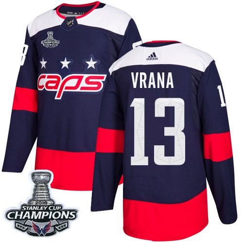 Washington Capitals 13 Jakub Vrana Navy Authentic Stadium Series 2018 Stanley Cup Final