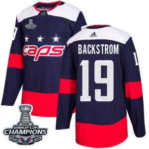 Washington Capitals 19 Nicklas Backstrom Navy Authentic Stadium Series 2018 Stanley Cup