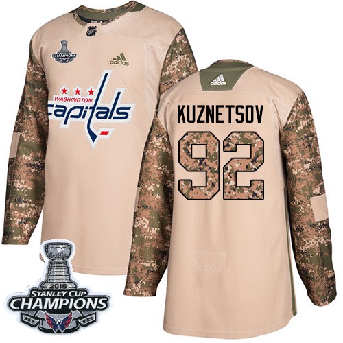 92 Evgeny Kuznetsov Camo Authentic Veterans Day 2017 Stanley Cup