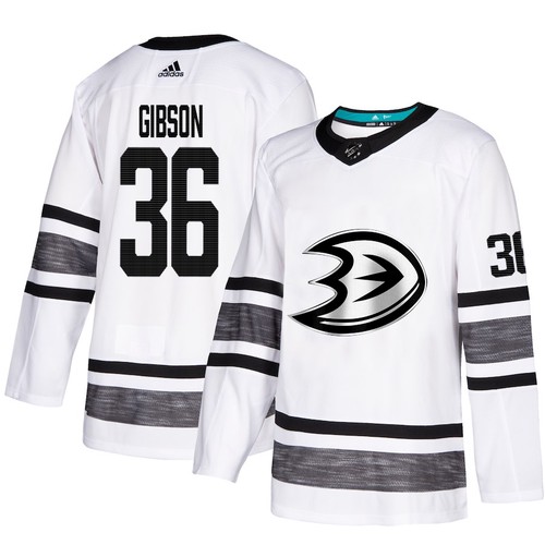 Anaheim Ducks dresy 36 John Gibson Bílý 2019 All Star Stitched