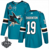 Pánské NHL Sharks Joe Thornton Teal Domácí modrá 2019 Stanley Cup Final Stitched