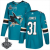 Martin Jones Pánské NHL Sharks Teal Domácí modrá 2019 Stanley Cup Final Stitched