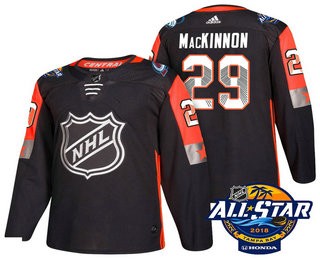 Pánské Colorado Avalanche 29 Nathan MacKinnon Černá 2018 All Star hokejové dresy