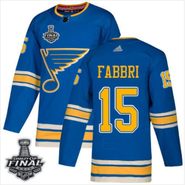 Pánské NHL St. Louis Blues dresy 15 Robby Fabbri modrá Alternate 2019 Stanley Cup Final Stitched