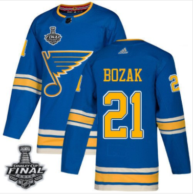 Pánské NHL St. Louis Blues dresy 21 Tyler Bozak modrá Alternate 2019 Stanley Cup Final Stitched