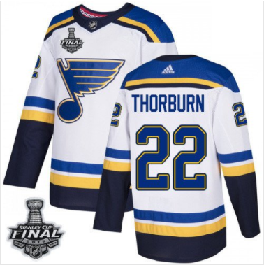 Pánské NHL St. Louis Blues dresy 22 Chris Thorburn Bílý 2019 Stanley Cup Final Stitched