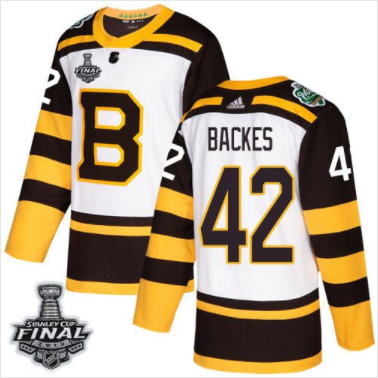 Pánské NHL Bruins 42 David Backes Bílý Classic 2019 Stanley Cup Final Stitched