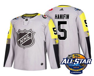 Pánské Carolina Hurricanes 5 Noah Hanifin Šedá 2018 All Star hokejové dresy