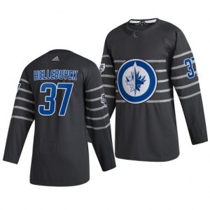 Pánské Winnipeg Jets 37 Connor Hellebuyck Šedá 2020 All Star Game hokejové dresy