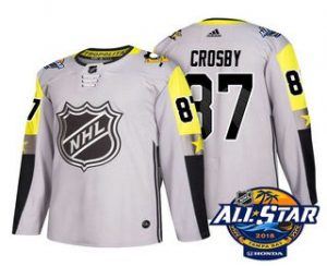 Pánské Pittsburgh Penguins 87 Sidney Crosby Šedá 2018 All Star hokejové dresy