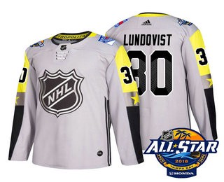 Pánské New York Rangers 30 Henrik Lundqvist Šedá 2018 All Star hokejové dresy