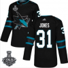 Pánské NHL Sharks 31 Martin Jones Černá 2019 Stanley Cup Final Stitched