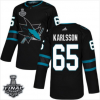Pánské NHL Sharks 65 Erik Karlsson Černá 2019 Stanley Cup Final Stitched