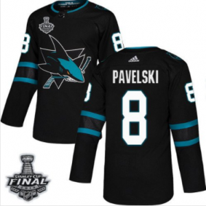 Pánské NHL Sharks 8 Joe Pavelski Černá 2019 Stanley Cup Final Stitched