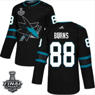 Pánské NHL Sharks 88 Brent Burns Černá 2019 Stanley Cup Final Stitched