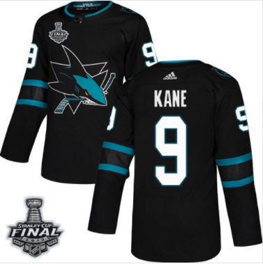 Pánské NHL Sharks 9 Evander Kane Černá 2019 Stanley Cup Final Stitched