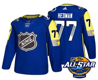 Pánské Tampa Bay Lightning 77 Victor Hedman modrá 2018 All Star hokejové dresy