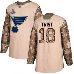 Pánské St. Louis Blues 18 Tony Twist Camo Veterans Day 2017 Stanley Cup Champions hokejové dresy