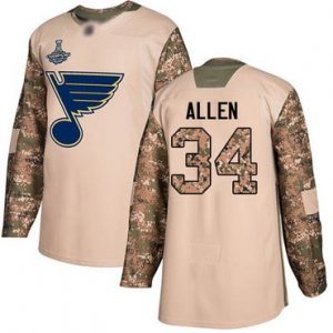 Pánské St. Louis Blues 34 Jake Allen Camo Veterans Day 2017 Stanley Cup Champions hokejové dresy