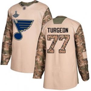 Pánské St. Louis Blues 77 Pierre Turgeon Camo Veterans Day 2017 Stanley Cup hokejové dresy