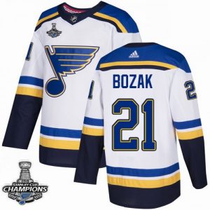 Pánské St. Louis Blues Tyler Bozak Bílý 2019 Stanley Cup Champions hokejové dresy