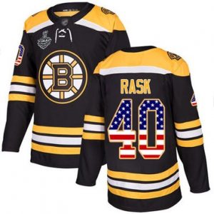 Pánské Boston Bruins 40 Tuukka Rask Černá Domácí USA Flag 2019 Stanley Cup hokejové dresy