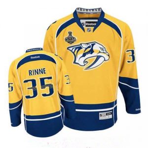 Pánské Nashville Predators 35 Pekka Rinne Yellow 2017 Stanley Cup hokejové dresy Finals