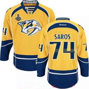 Pánské Nashville Predators 74 Juuse Saros Yellow 2017 Stanley Cup hokejové dresy Finals