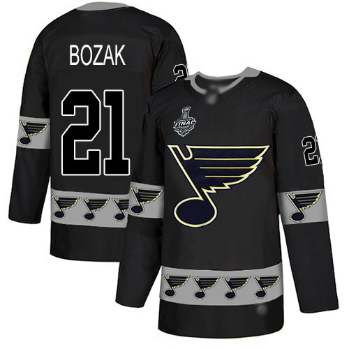 Pánské St. Louis Blues 21 Tyler Bozak Černá Logo 2019 Stanley Cup hokejové dresy