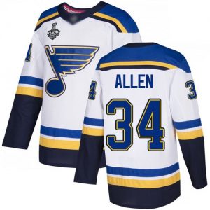 Pánské St. Louis Blues 34 Jake Allen Bílý Road 2019 Stanley Cup hokejové dresy