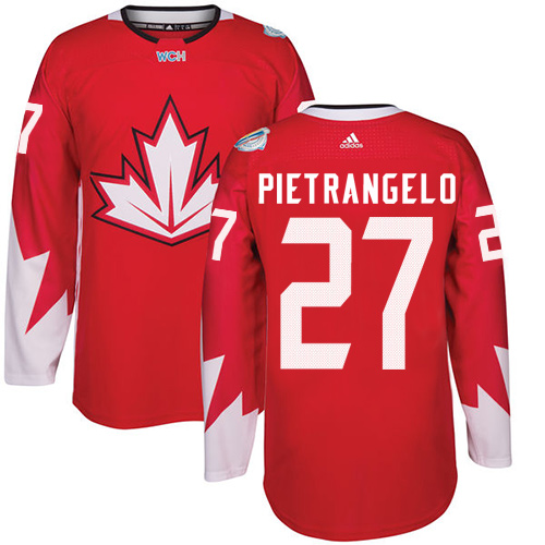Adidas Team Canada dresy 27 Alex Pietrangelo Authentic Červené Venkovní 2016 World Cup hokejové dresy