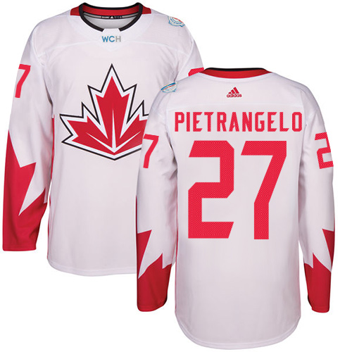 Adidas Team Canada dresy 27 Alex Pietrangelo Authentic Bílý Domácí 2016 World Cup hokejové dresy