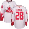 Adidas Team Canada dresy 28 Claude Giroux Authentic Bílý Domácí 2016 World Cup hokejové dresy