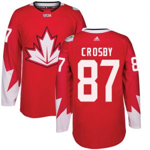 Adidas Team Canada dresy Sidney Crosby 87 Authentic Červené Venkovní 2016 World Cup hokejové dresy