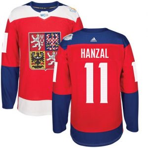 Adidas Team Czech Republic dresy 11 Martin Hanzal Authentic Červené Venkovní 2016 World Cup hokejové dresy
