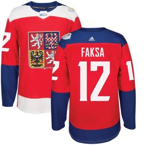 Adidas Team Czech Republic dresy 12 Radek Faksa Authentic Červené Venkovní 2016 World Cup hokejové dresy
