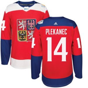 Adidas Team Czech Republic dresy 14 Tomas Plekanec Authentic Červené Venkovní 2016 World Cup hokejové dresy