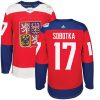 Adidas Team Czech Republic dresy 17 Vladimir Sobotka Authentic Červené Venkovní 2016 World Cup hokejové dresy