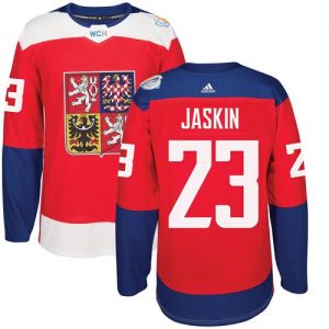 Adidas Team Czech Republic dresy 23 Dmitrij Jaskin Authentic Červené Venkovní 2016 World Cup hokejové dresy