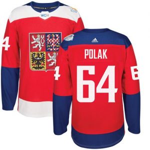 Adidas Team Czech Republic dresy 64 Roman Polak Authentic Červené Venkovní 2016 World Cup hokejové dresy