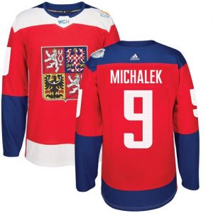 Adidas Team Czech Republic dresy 9 Milan Michalek Authentic Červené Venkovní 2016 World Cup hokejové dresy