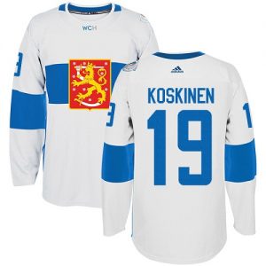 Adidas Team Finland dresy 19 Mikko Koskinen Authentic Bílý Domácí 2016 World Cup hokejové dresy