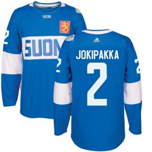 Adidas Team Finland dresy 2 Jyrki Jokipakka Authentic modrá Venkovní 2016 World Cup hokejové dresy