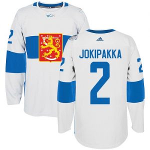 Adidas Team Finland dresy 2 Jyrki Jokipakka Authentic Bílý Domácí 2016 World Cup hokejové dresy