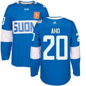 Adidas Team Finland dresy 20 Sebastian Aho Authentic modrá Venkovní 2016 World Cup hokejové dresy