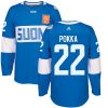 Adidas Team Finland dresy 22 Ville Pokka Authentic modrá Venkovní 2016 World Cup hokejové dresy