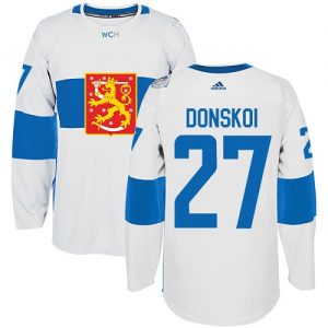 Adidas Team Finland dresy 27 Joonas Donskoi Authentic Bílý Domácí 2016 World Cup hokejové dresy